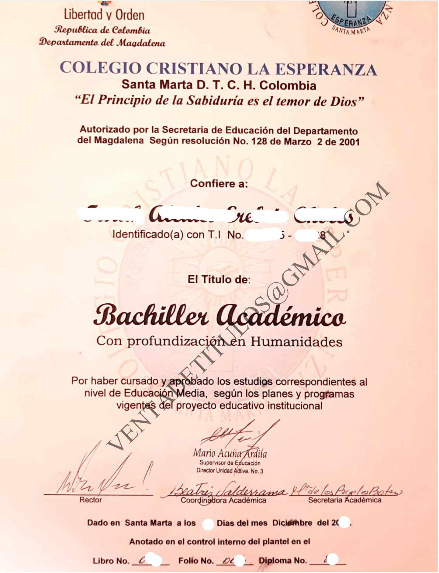 COMPRAR TITULOS DE BACHILLER